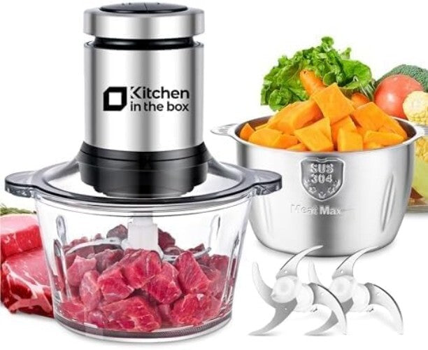 400W Electric Food Processor: Meat Grinder & Vegetable Chopper with 8-Cup Bowls