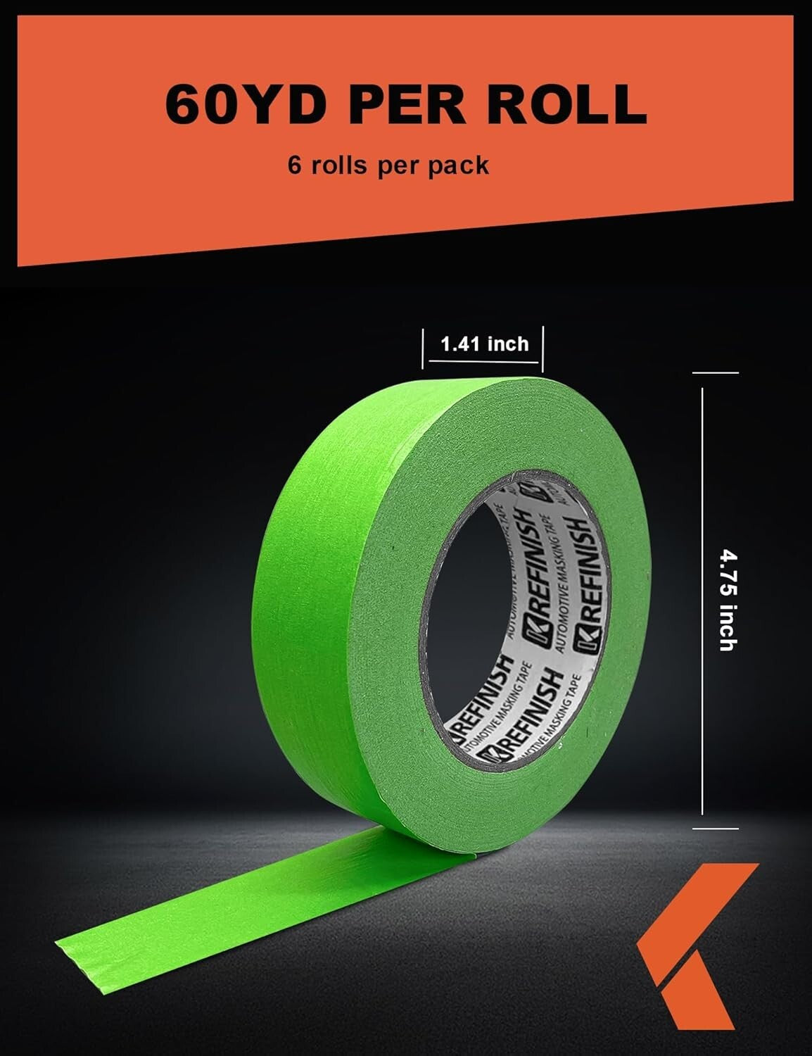 6 Rolls of Green Heat Resistant Painters Tape - Precision Masking for Auto Paint