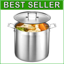 Load image into Gallery viewer, High-Quality 20 Quart Induction-Ready Stockpot - Riveted Handles &amp; Easy to Clean