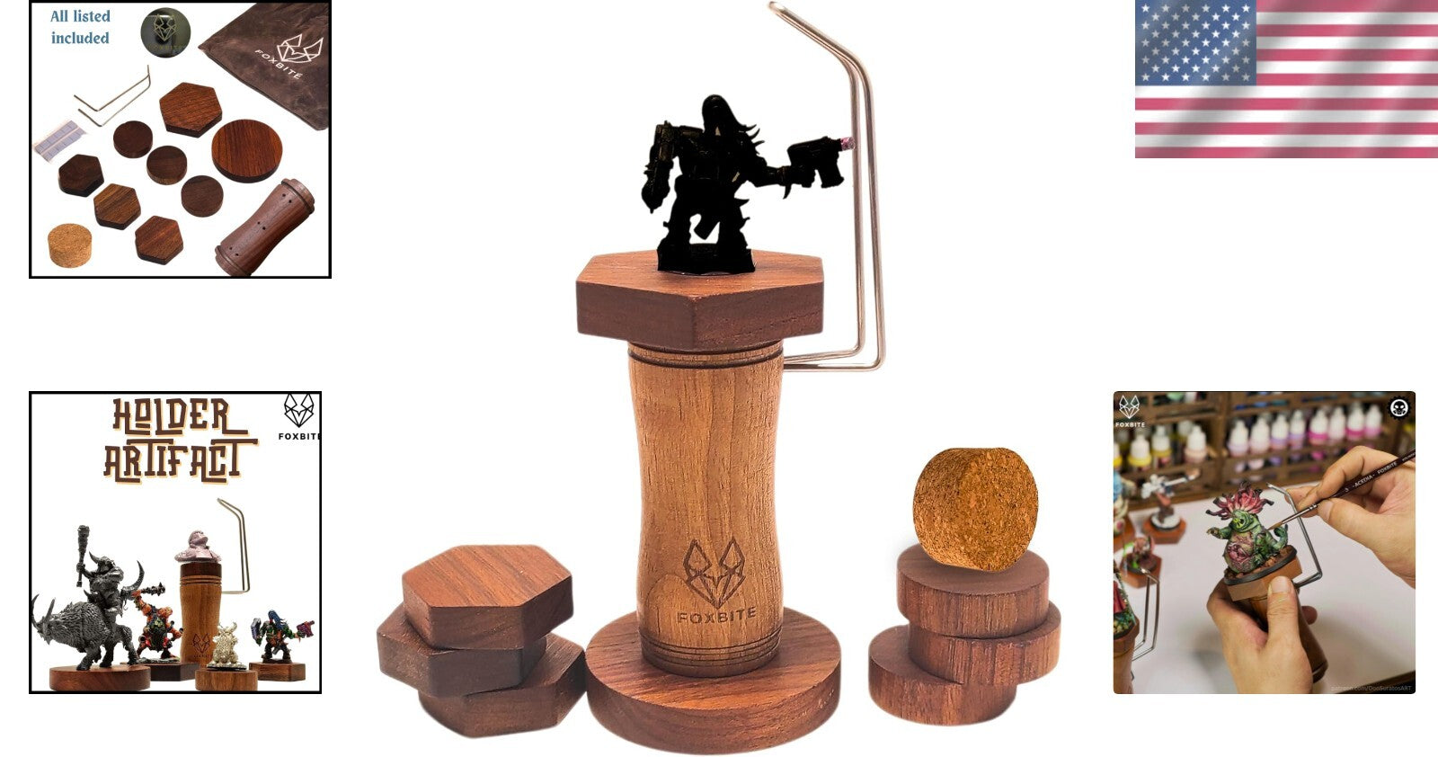 Black Walnut Miniature Paint Handle with Quick Locking Mechanism & Carry Bag