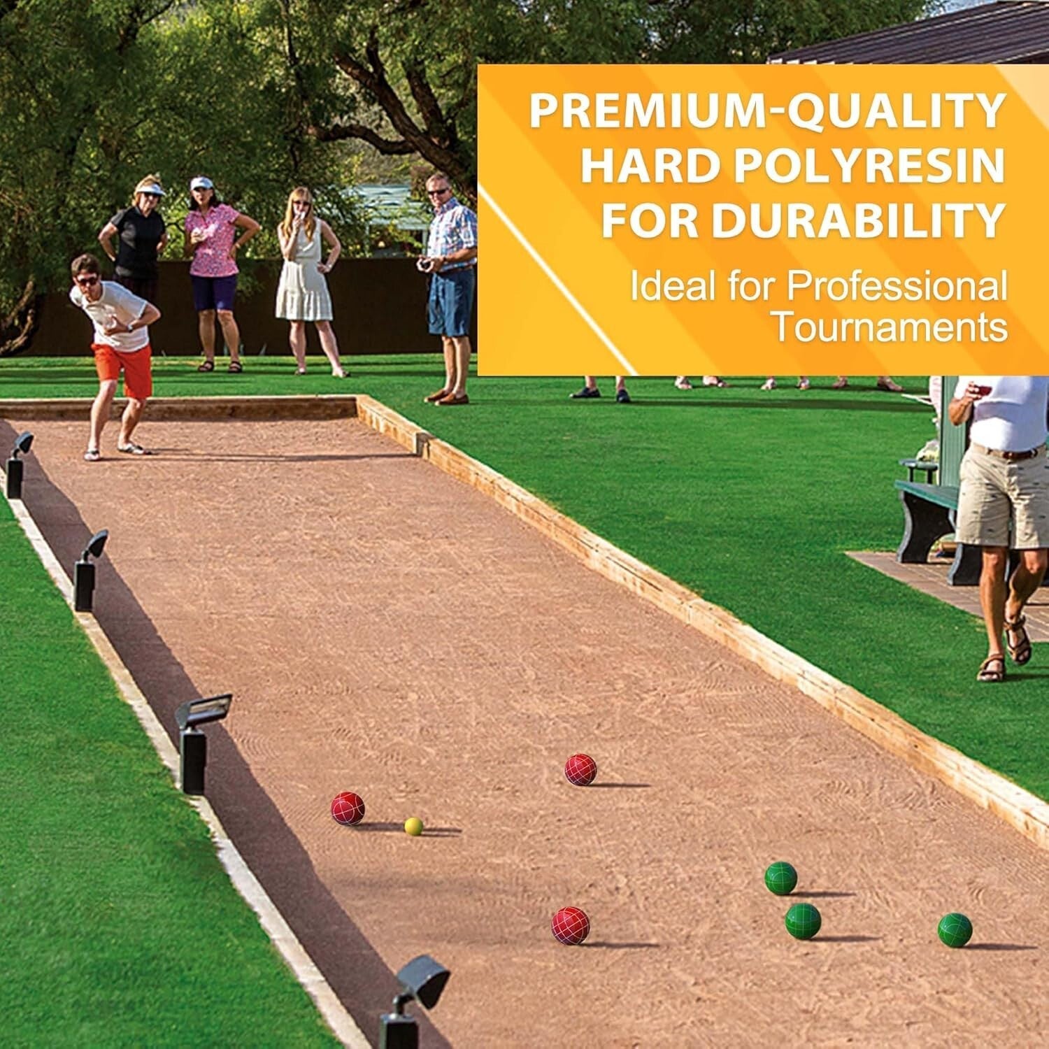 Durable 107mm Bocce Ball Set with Premium Polyresin & Carry Bag for Tournaments