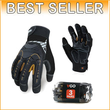 Load image into Gallery viewer, Versatile 3-Pairs Synthetic Leather Work Gloves - Heavy Duty &amp; Sweat Absorbent