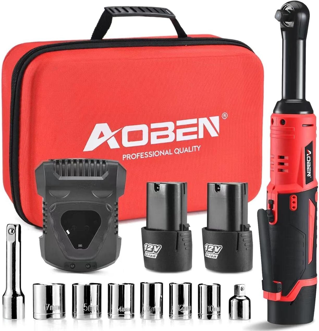 All-in-One Cordless Electric Ratchet Wrench Kit with Sockets & Batteries