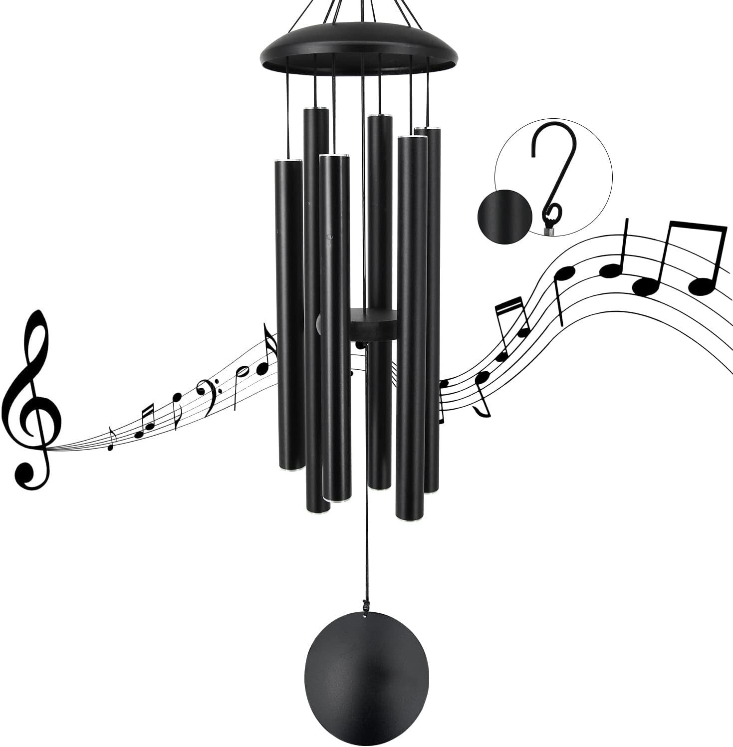 Hand-Tuned 36'' Wind Chimes with 6 Tubes - Perfect for Garden and Memorial Gifts