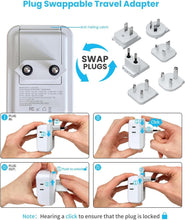 Load image into Gallery viewer, 35W PD Universal Travel Adapter with 3 USB Ports &amp; 6 Plug Types for Global Use