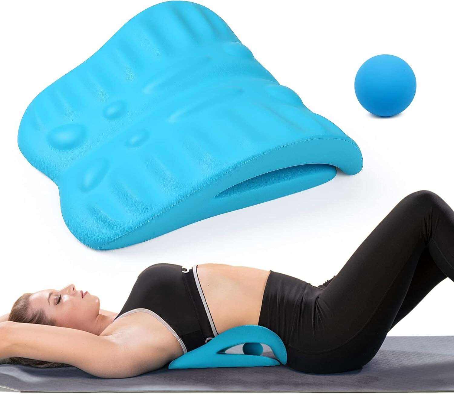 C-Shaped Back Stretching Cushion with Massage for Sciatica and Stenosis Relief