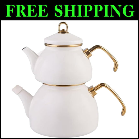 Elegant Retro Teapot and Kettle Duo - Stainless Steel, Anti-Microbial Coating