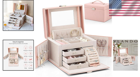 Gorgeous Velvet Lined Jewelry Holder with Mirror - Perfect Gift for Women