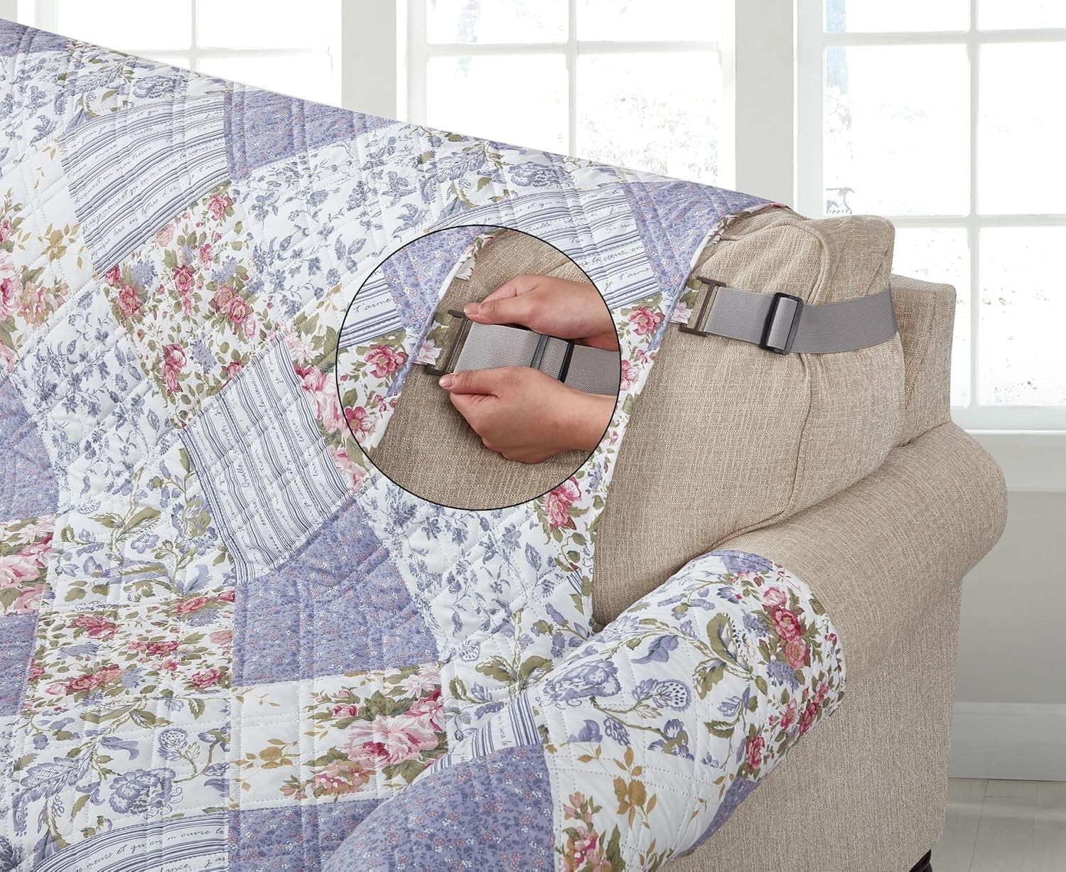 Stylish Rose Violet Recliner Slipcover with Elastic Strap - Kid & Pet Safe