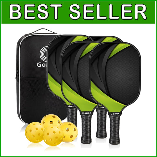 Durable USAPA Graphite Pickleball Set for All Skill Levels - 4 Paddles & Balls