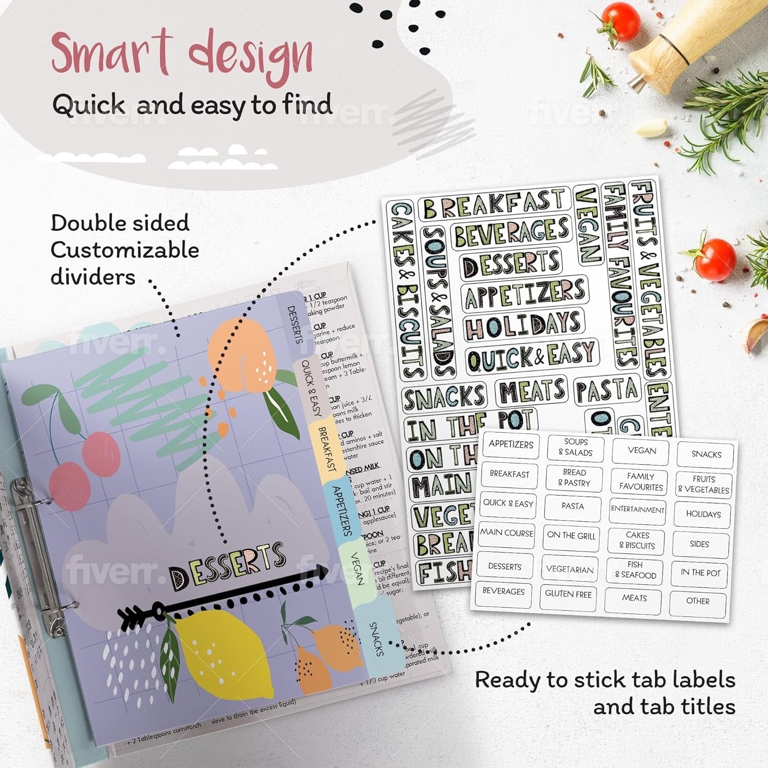 Laminated Recipe Binder Kit with Protective Sleeves – Elegant Kitchen Accessory