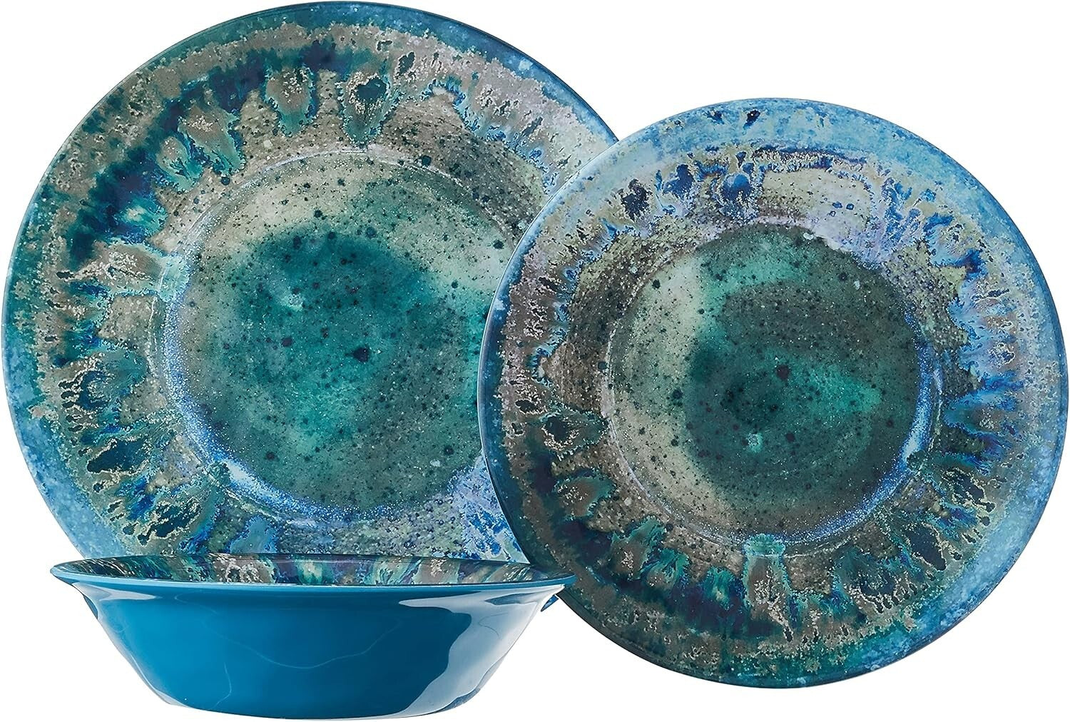 12-piece Dishwasher Safe Dinnerware Set – Vibrant Coastal Melamine Dishes