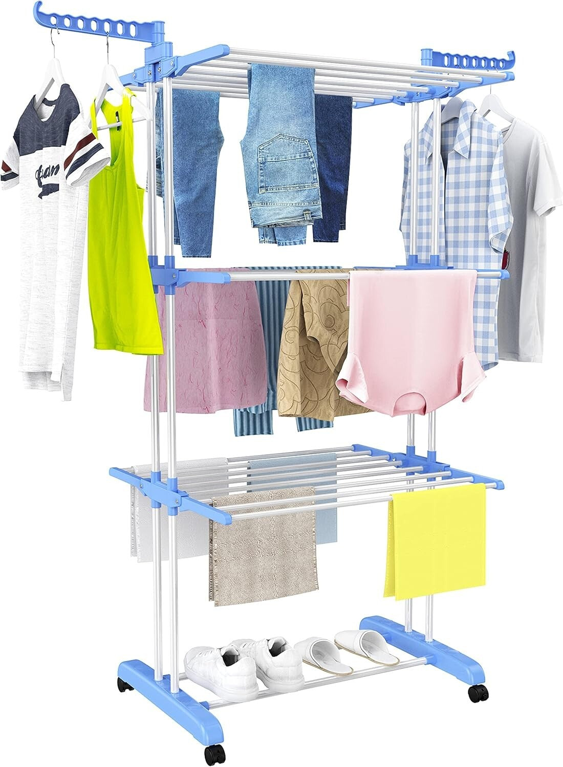 Durable Large Folding Drying Rack with Castors - Organize Laundry with Ease