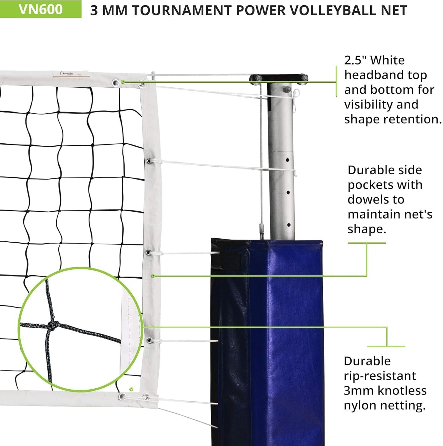 Official Olympic Volleyball Net - Tournament Size 32'x3' for Competitive Play