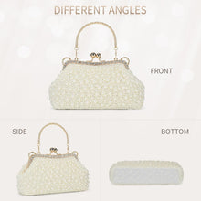 Load image into Gallery viewer, Handcrafted Vintage Pearl Evening Bag with Detachable Chain - Perfect for Brides