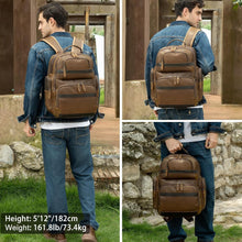Load image into Gallery viewer, Vintage Leather 15.6" Laptop Backpack - Large Capacity Business Travel Bag