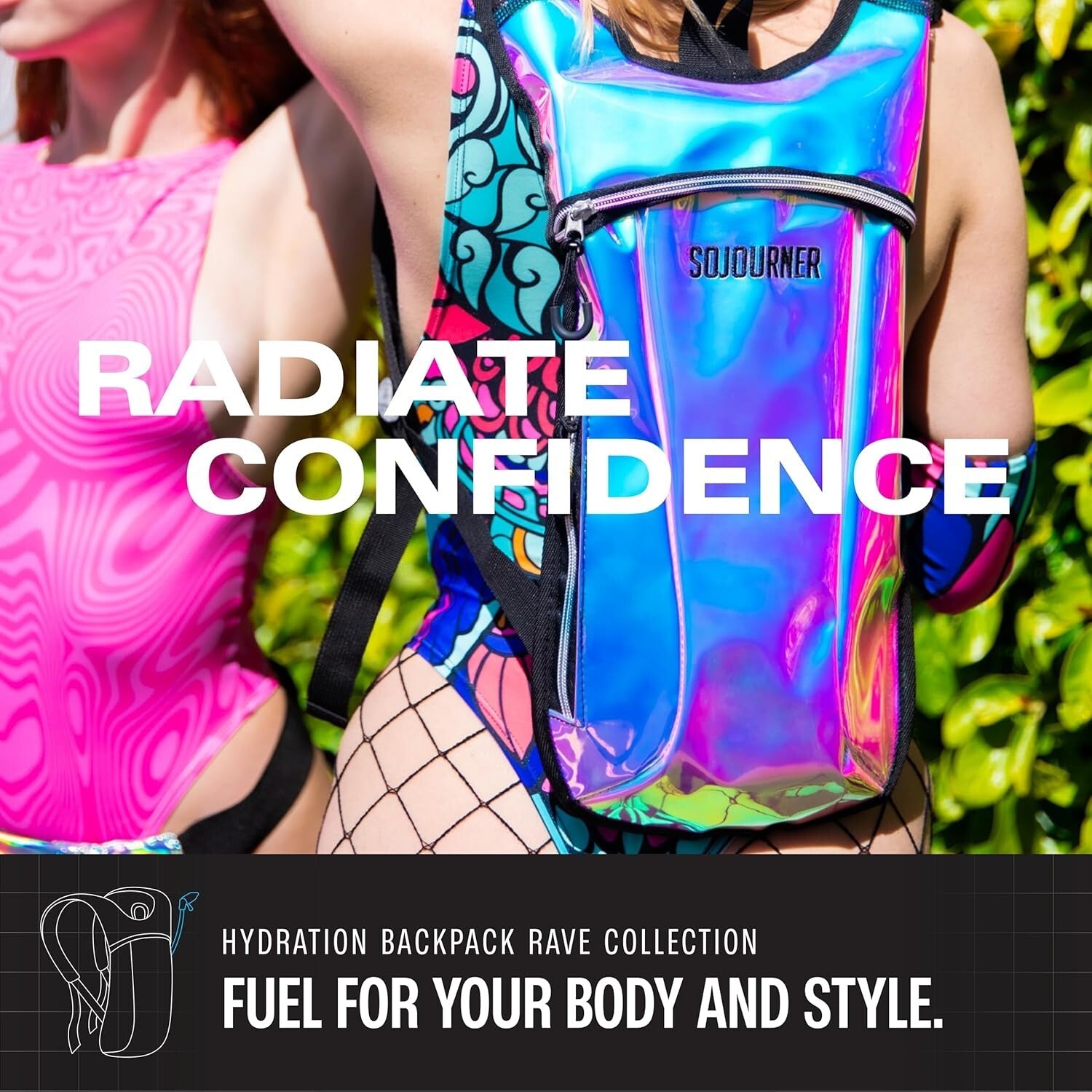 Lightweight 2L Hydration Backpack with Adjustable Straps for Festivals & Sports