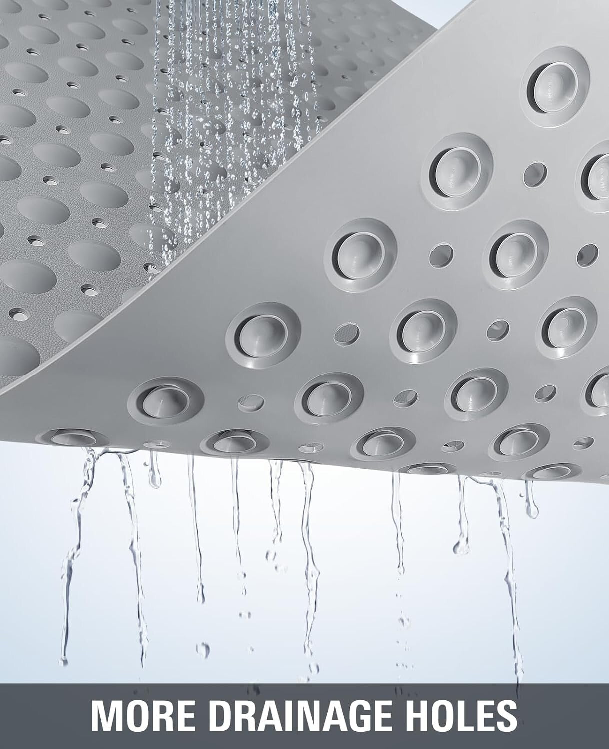 Durable Dark Grey TPE Anti-Slip Shower Mat with Suction Cups - 47.2"x31.5"