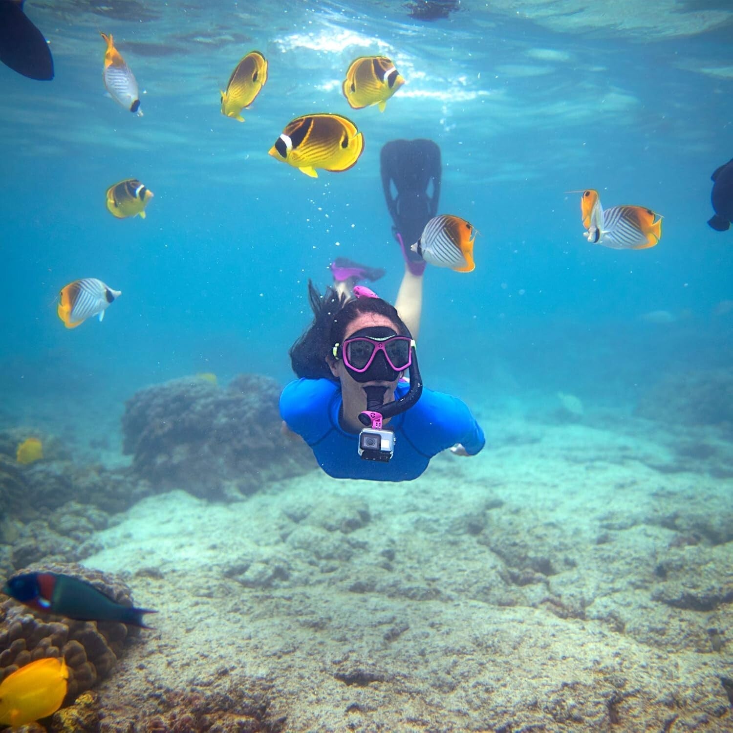 Premium Cozumel Snorkeling Mask, Seabreeze II Snorkel & Comfortable Fins