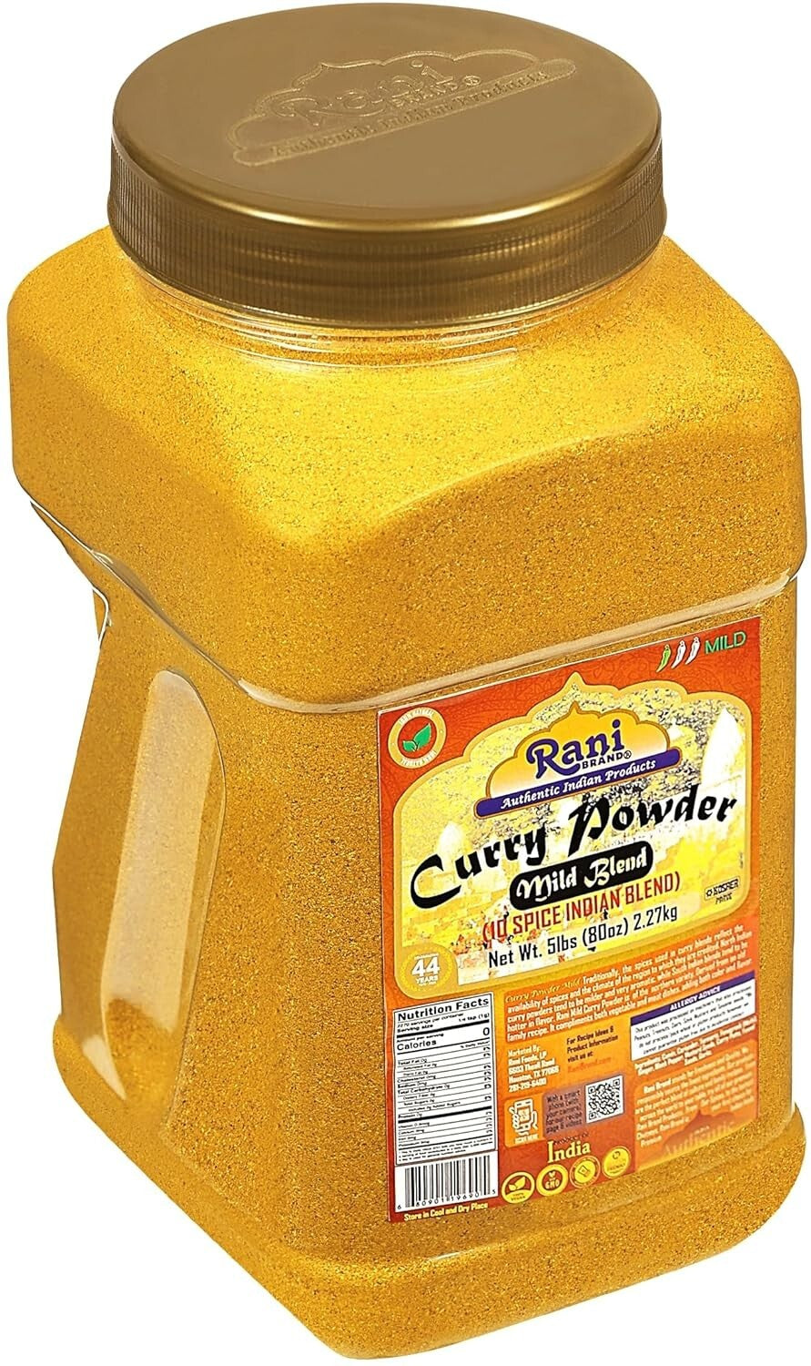 Mild 10-Spice Curry Powder by Rani - 5lbs PET Jar, No Additives, All-Natural