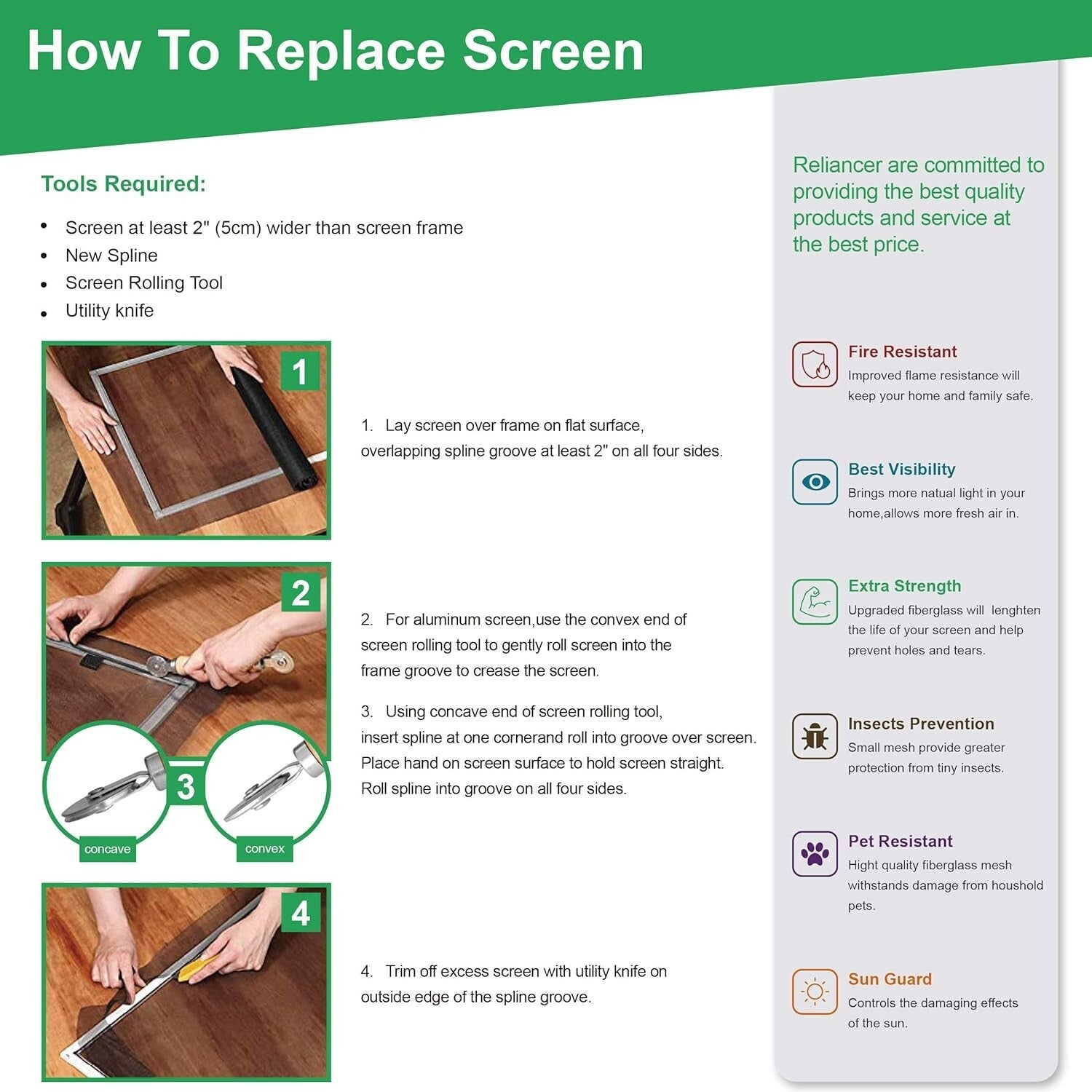 Versatile 84in x 100ft Fiberglass Mesh Screen Roll for Patio and Window Screens