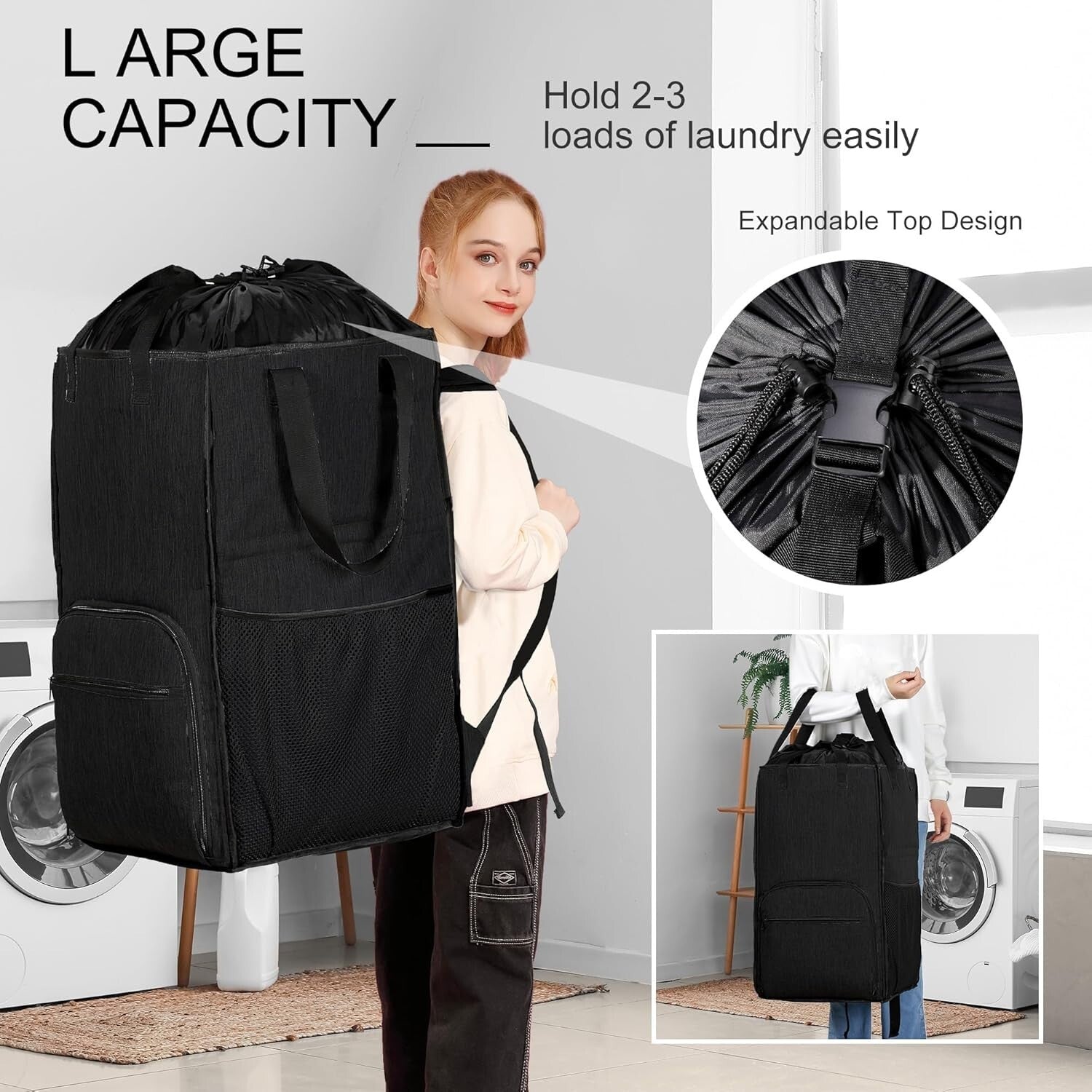 Sturdy Laundry Backpack with Expandable Capacity - Perfect for College Life