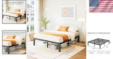 Load image into Gallery viewer, Queen Size Metal Bed Frame with Reinforced Support - Minimalist Black Design