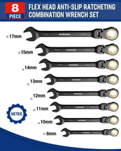 Load image into Gallery viewer, Durable 8-Piece Metric Ratcheting Wrench Set with 72 Teeth &amp; Rolling Pouch