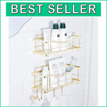 Load image into Gallery viewer, Elegant Gold Stainless Steel Self-Adhesive Shower Caddy - Wall Shelf Organizer