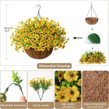 Load image into Gallery viewer, UV Resistant Artificial Flowers in Coconut Lined Hanging Basket - 15.7" Diameter
