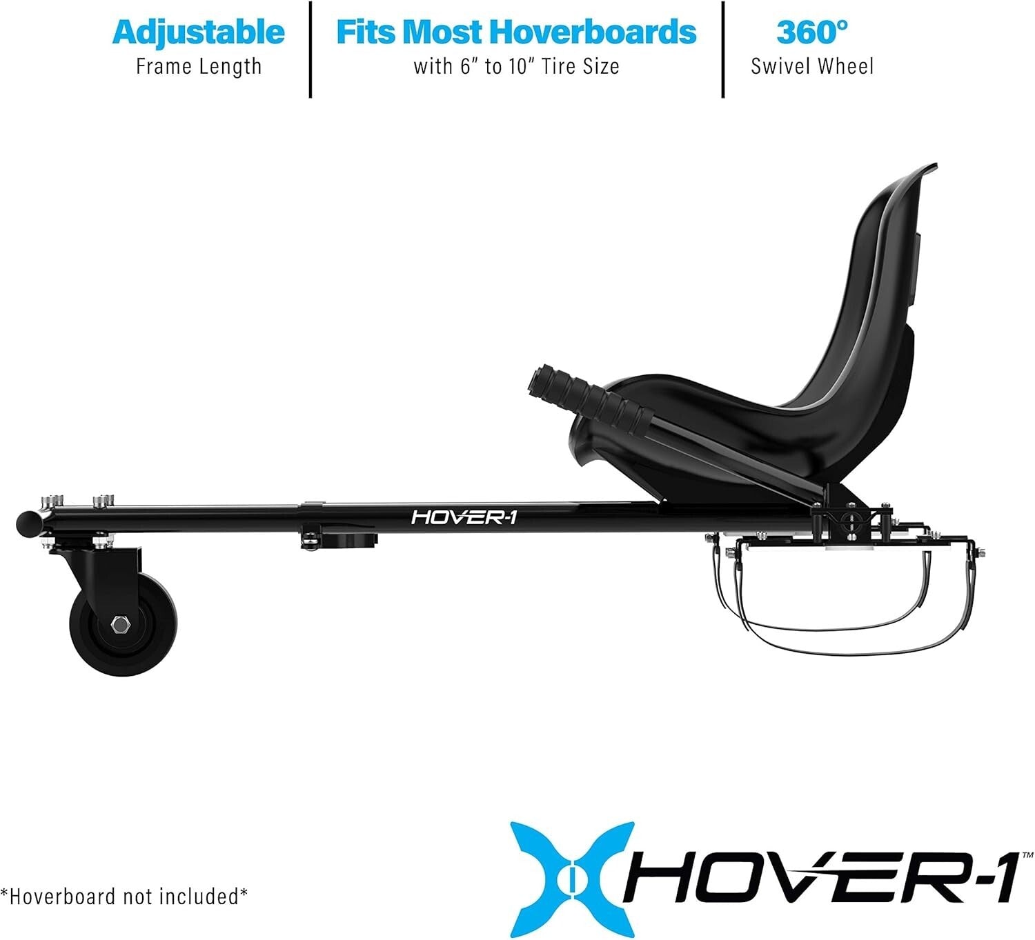 Adjustable Hoverboard Go-Kart Attachment with Rear Wheel Control for All Ages