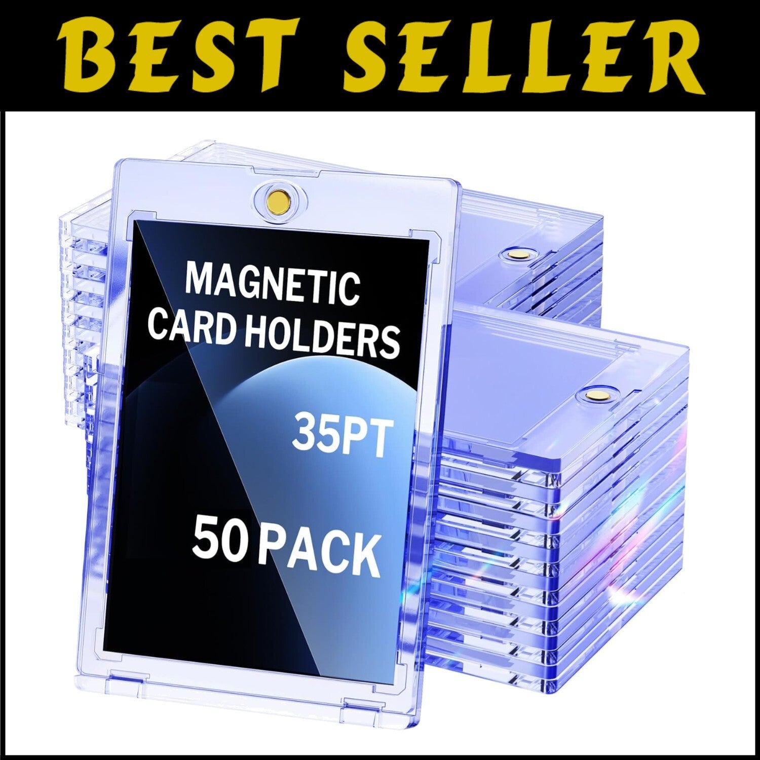 Premium 50-Pack Magnetic Card Holders - Acid-Free & Water-Resistant Protection