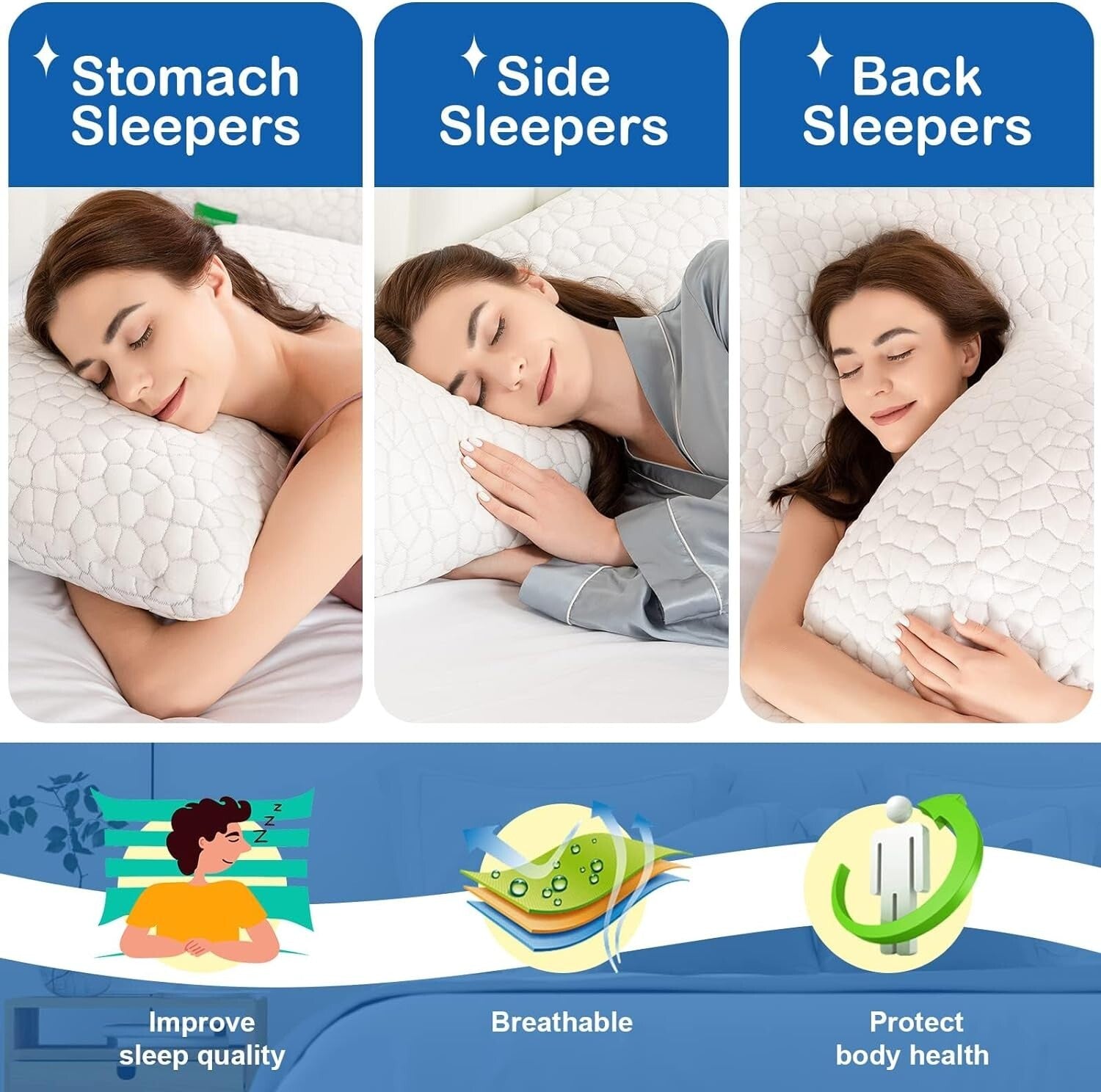 Luxury Cooling Gel Memory Foam Pillows - Adjustable Shredded Comfort (2 Pack)