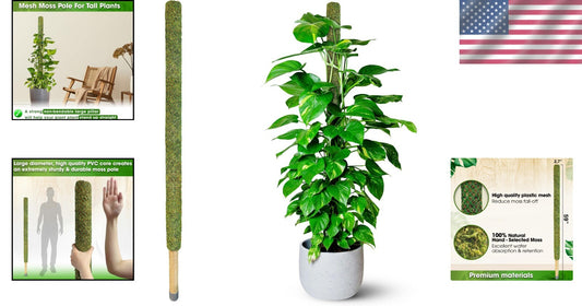 Natural 59’’ Moss Pole for Tall Plants - Sturdy Support for Climbing Growth