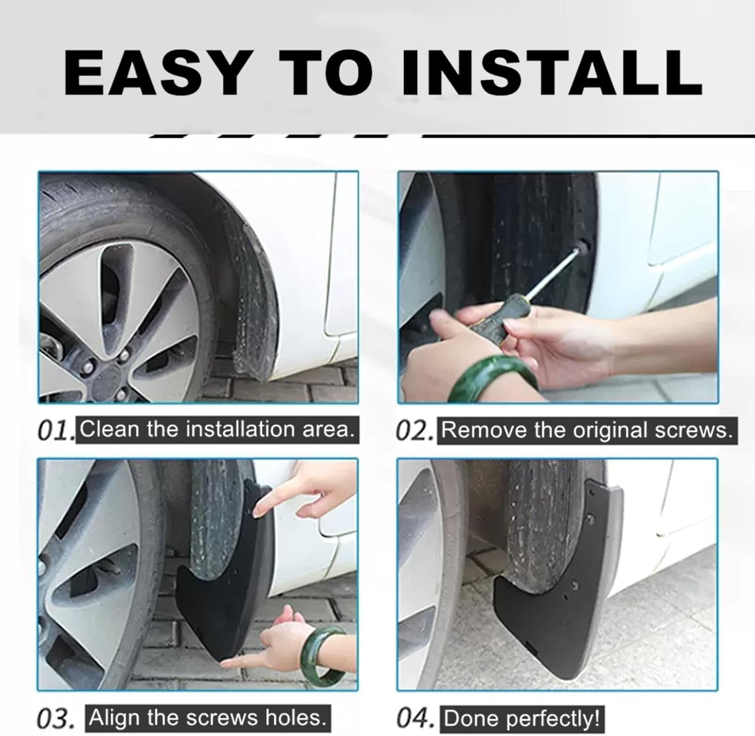 Durable ABS Mud Flaps Splash Guards Set for 2019-2024 Ram 1500 with Flares