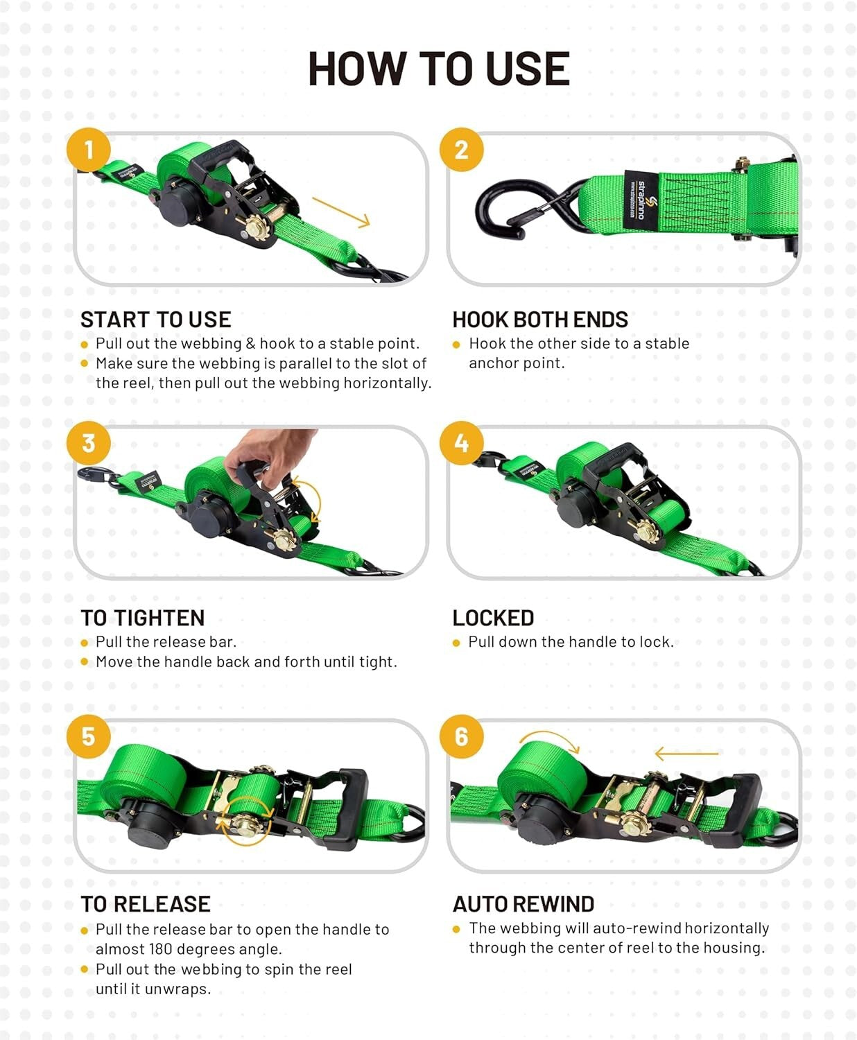 Adventure-Ready 5,000 lbs Ratchet Tie-Down Straps with Weather-Resistant S-Hooks