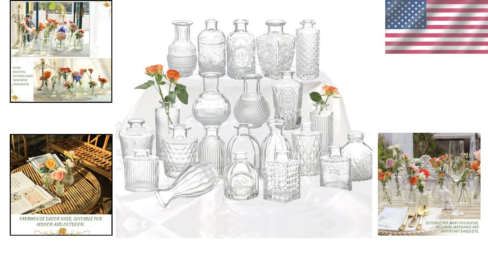 Charming 22-Piece Clear Glass Bud Vase Collection for Elegant Centerpieces