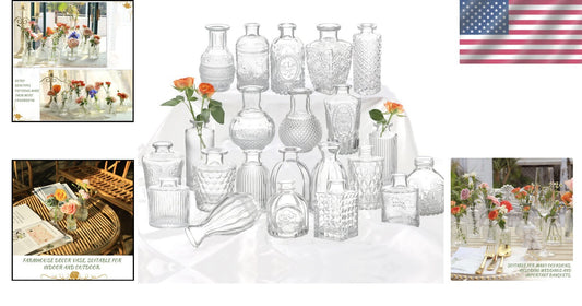 Charming 22-Piece Clear Glass Bud Vase Collection for Elegant Centerpieces