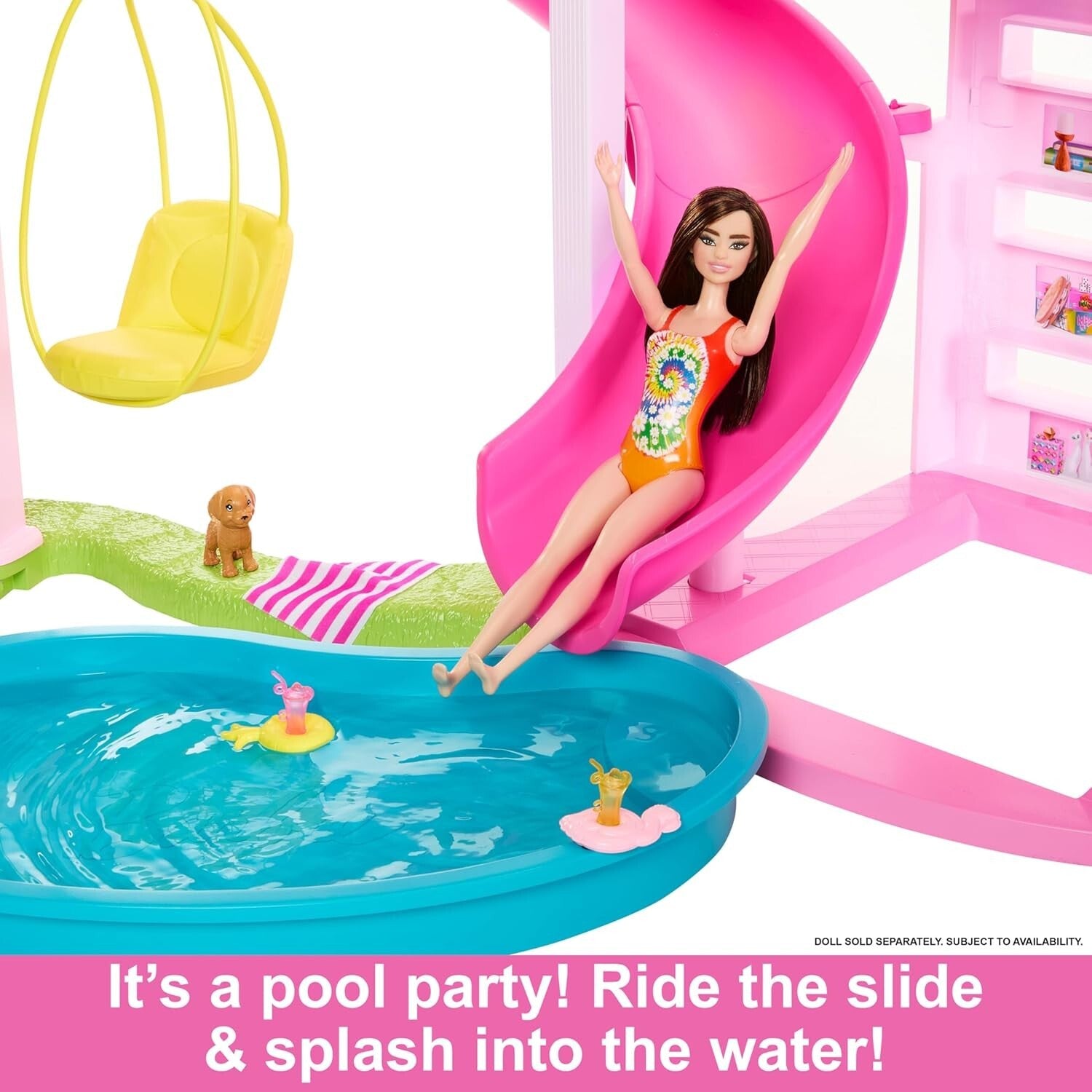 DreamHouse Doll House Playset with 75+ Fun Pieces Including Pool Slide and Pets