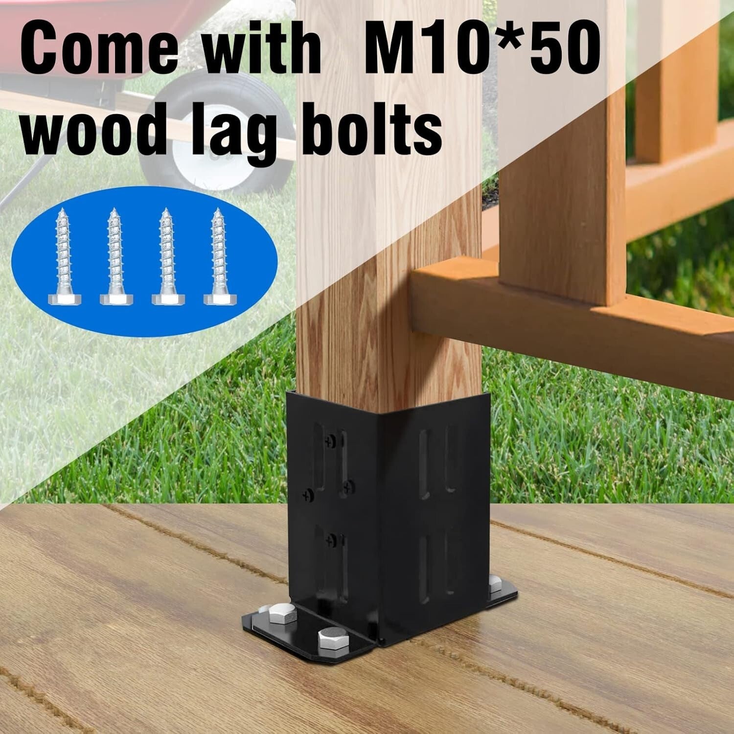 4x4 Post Anchor Base with Complete Installation Kit - 13GA Steel Construction