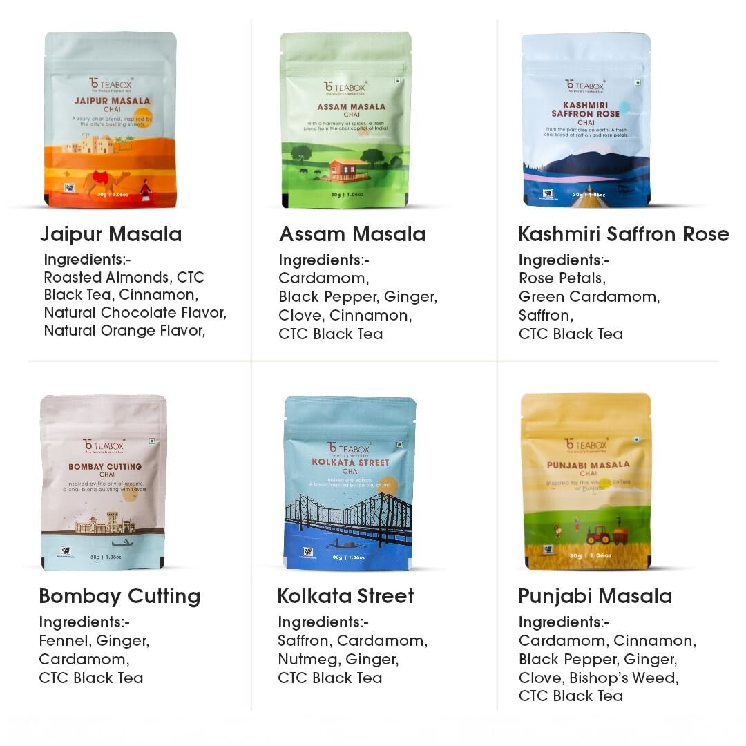 Exquisite Ayurvedic Chai Tea Gift Set - 10 Varieties, 100% Real Ingredients