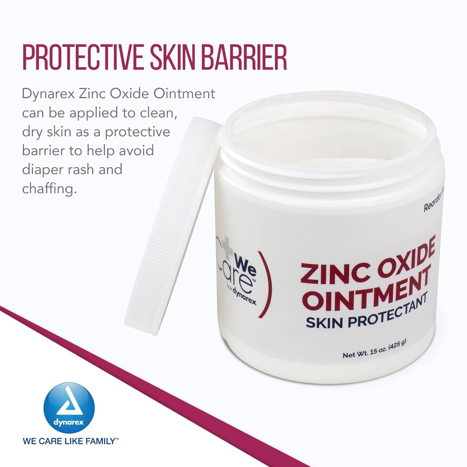 Zinc Oxide Ointment 15 oz Jar, Prevents Diaper Rash, Pack of 12 for Families