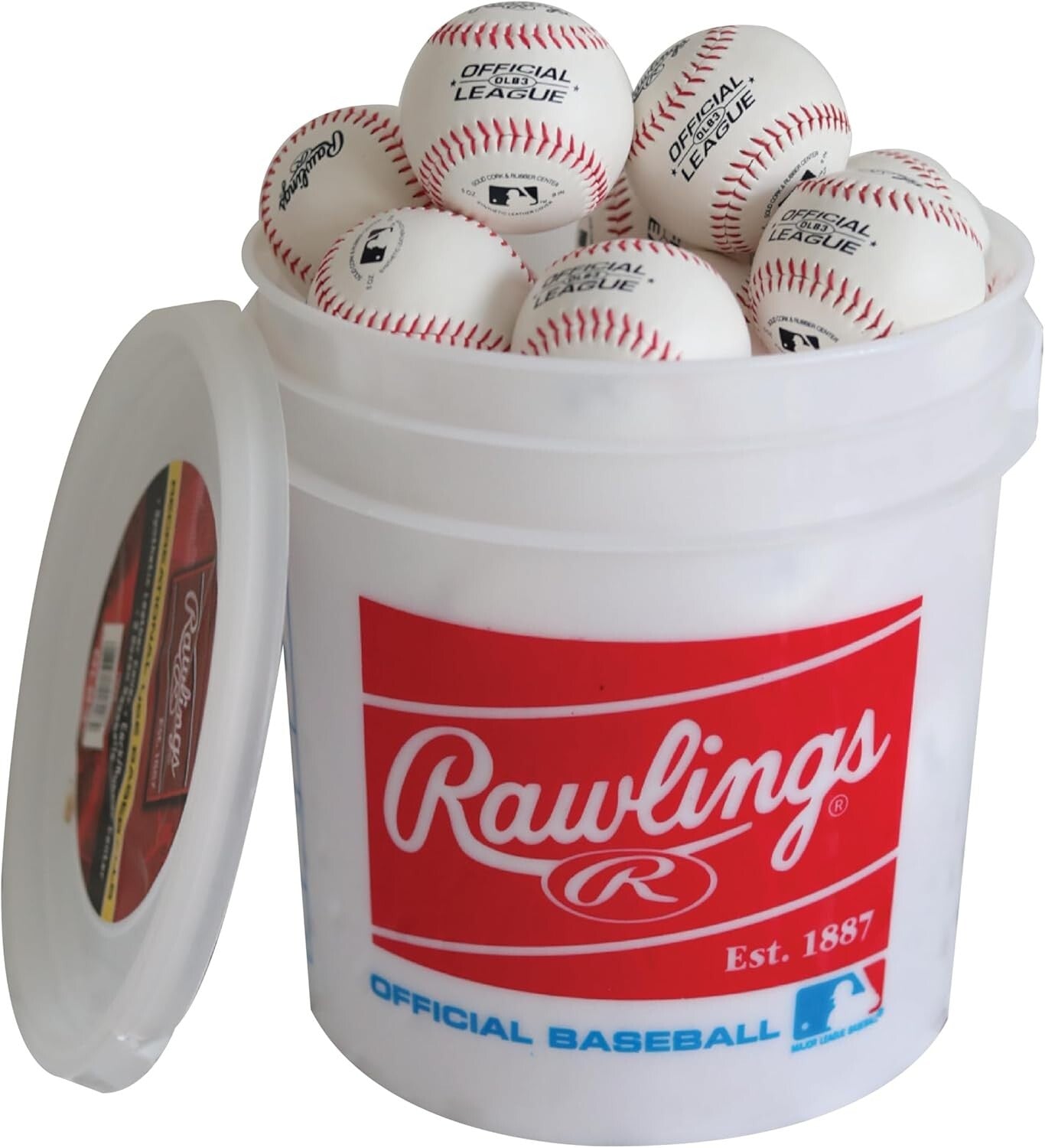 Youth Baseballs in Bucket - 24 Synthetic Leather Balls for Easy Transport