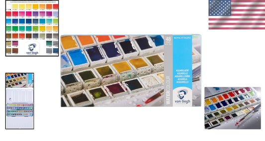 Artist-Level 48-Pan Watercolors in Metal Box - High Lightfastness & Easy to Use