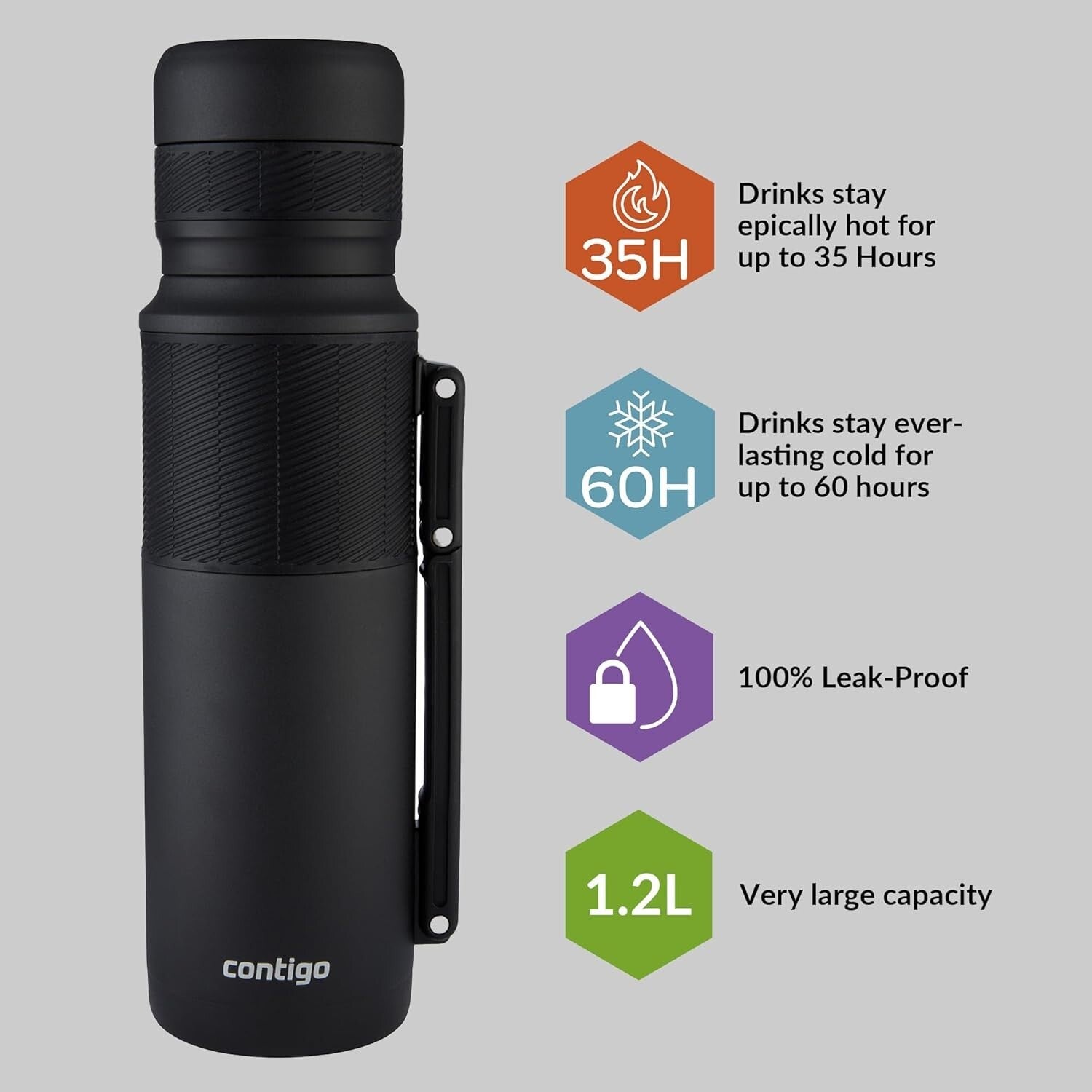 Durable Vacuum Insulated Travel Flask - Keep Drinks Hot for 35H & Cold for 60H