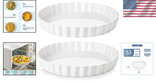 Durable Non-Stick Ceramics 10-Inch Pie Plates with Ruffled Edges, Set of 2