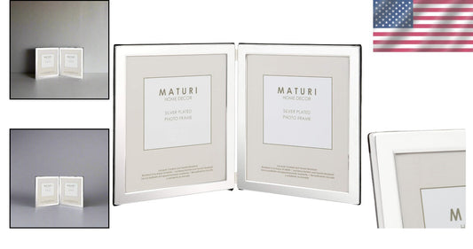 Velvet-Backed Silver Plated Double Picture Frame - 8 x 10, Ideal Gift Option