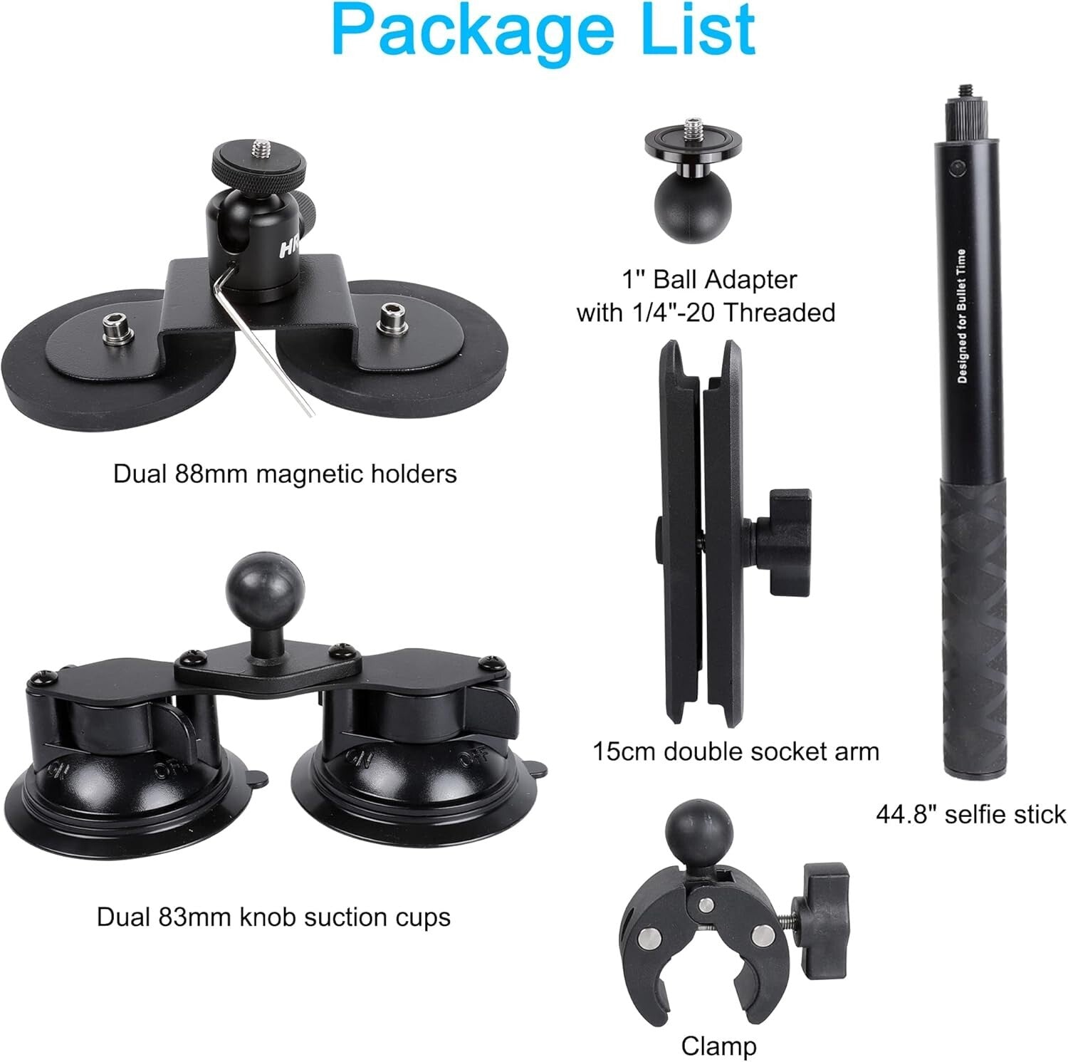 Heavy-Duty Insta360 Car Mount with 114cm Invisible Selfie Stick - 4-in-1 Design