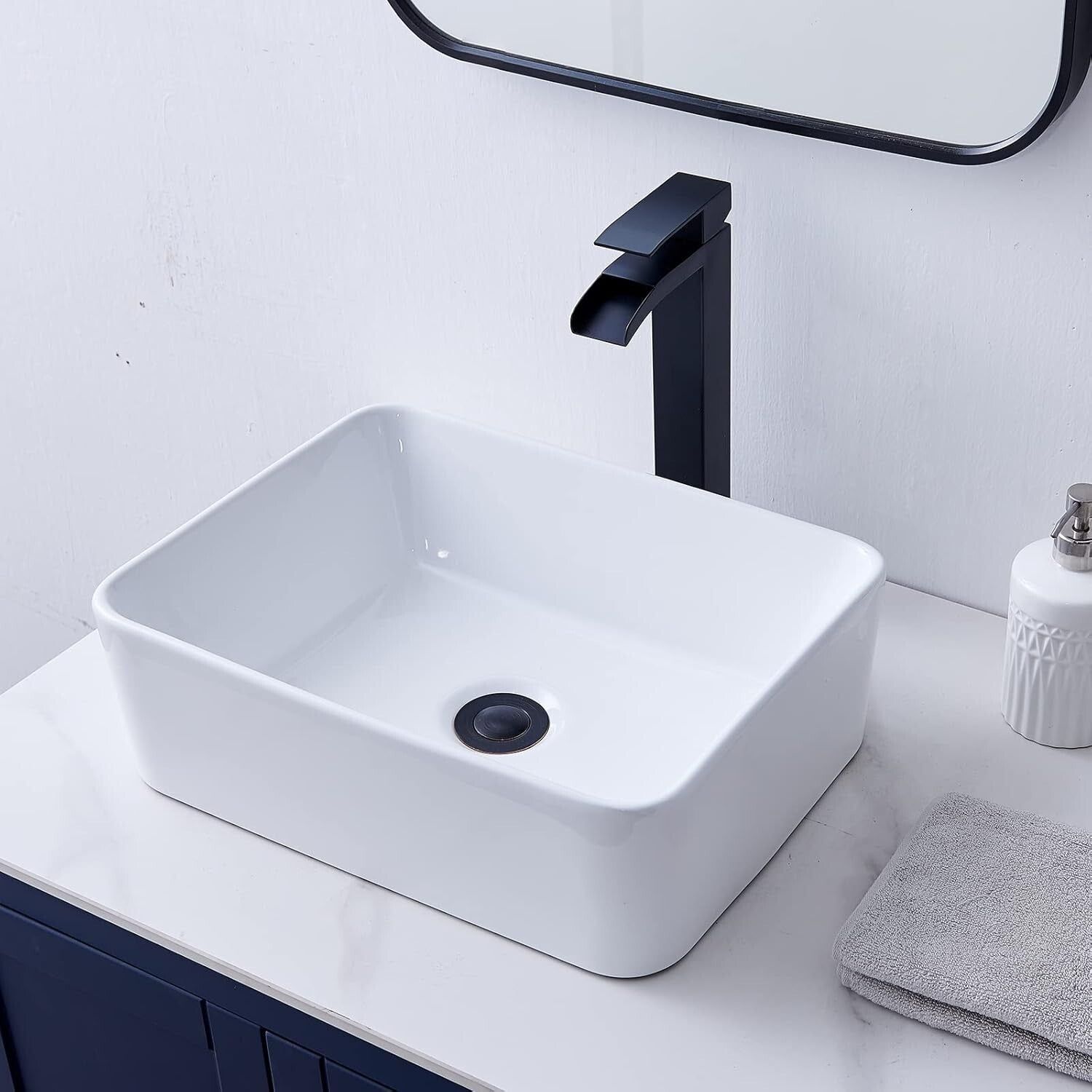 Durable White Ceramic Vessel Sink - Instantly Upgrade Your Bathroom Style