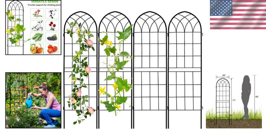 Durable 71x20in Rust-Proof Iron Trellis Set - Perfect for Climbing Roses & Vines